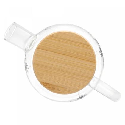 Imagem de Chaleira Vidro Borossilicato c/Tampa Bambu Flor 600ml Wolff