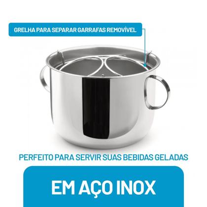 Imagem de Champanheira 6 l alça e grelha separadora 3 garrafas forma inox 802078