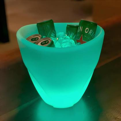 Imagem de Champanheira com LED 5L Balde de Gelo Com Parede Dupla Branca