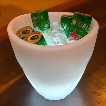 Imagem de Champanheira com LED 5L Balde de Gelo Com Parede Dupla Branca