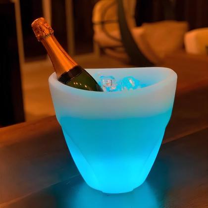 Imagem de Champanheira com LED 5L Balde de Gelo Com Parede Dupla Branca