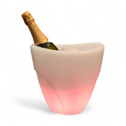 Imagem de Champanheira com LED 5L Balde de Gelo Com Parede Dupla Branca