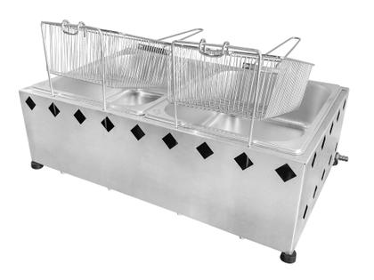 Imagem de Chapa 30X60 PREMIUM + Fritadeira 2 Cuba inox 5L Lanchonete Cozinha Chapeiro