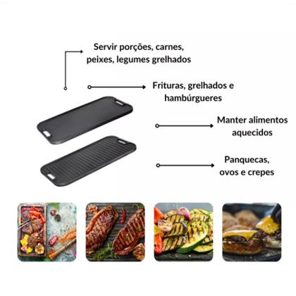 Imagem de Chapa Bifeteira Dupla Face Double Beef 48x26cm - Santana