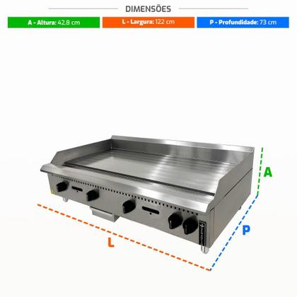 Imagem de Chapa Bifeteira Profissional Industrial Prime a Gás 120cm PCM120G 8mm - Venâncio
