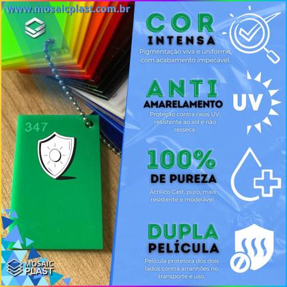 Imagem de Chapa de Acrílico Verde Bandeira 4mm  50x50cm  500x500mm  Placa Leitosa Premium Translucida Pureza 100 Por cento Virgem Puro Cast