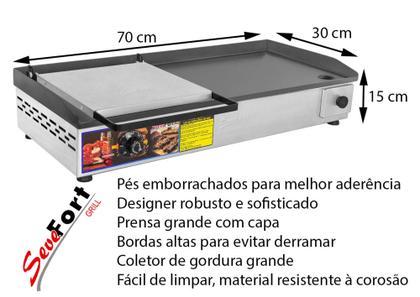 Imagem de Chapa De Hot Dog Elétrica 70X30 Com Prensa GRANDE