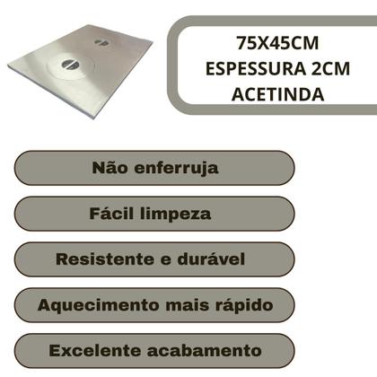 Imagem de Chapa Fogão A Lenha Campeiro 2 Bocas Alumínio 75x45 Acetinado