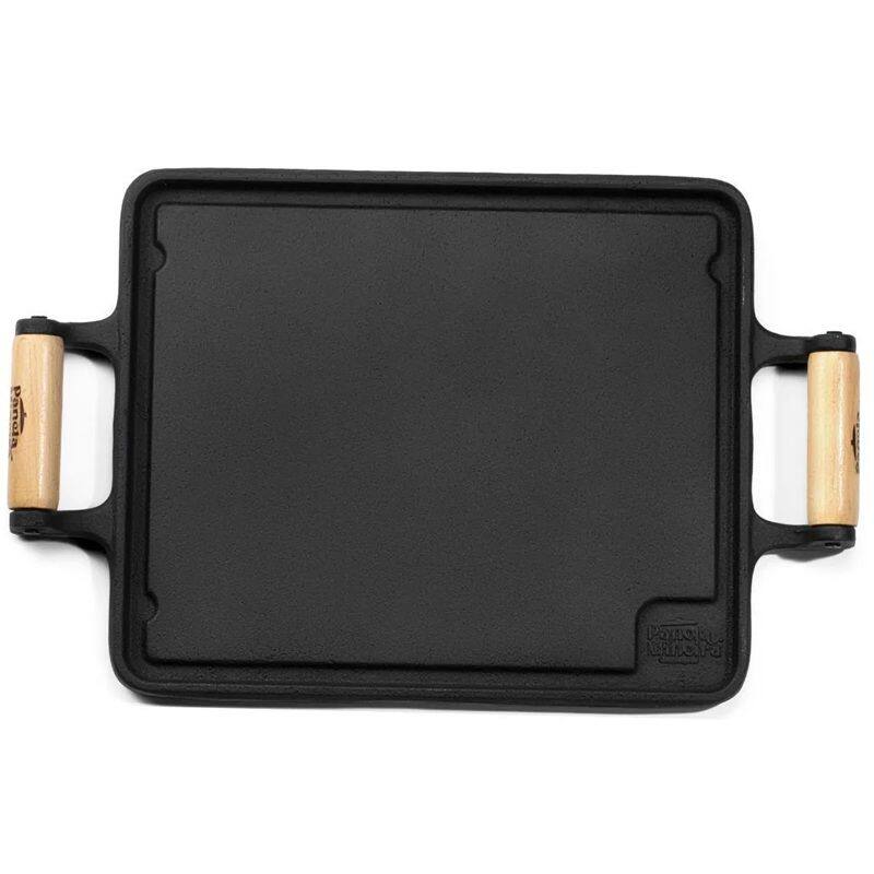 Imagem de Chapa Lisa de Ferro Retangular Alça Madeira 46x25x2cm Fumil