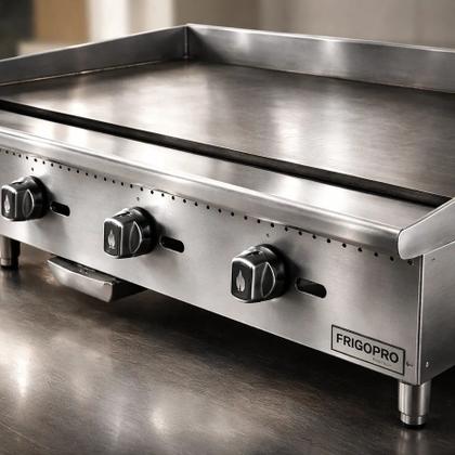 Imagem de Chapa para Lanches a Gas 4 Queimadores Profissional 33X120X77cm 18MM CPG48M FrigoPro
