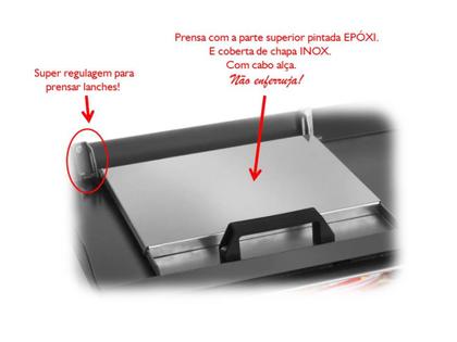 Imagem de Chapa sanduicheira para Lanches 60x30 cm à Gás C/Prensa