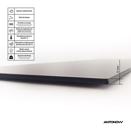 Imagem de Chapa vitrocerâmica 75 x 45 antonow com moldura inox para fogão a lenha campeiro alvenaria