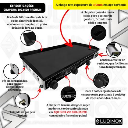 Imagem de Chapeira 3mm Lanches Com Prensa E Gaveta 80x40 Premium