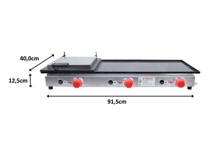 Imagem de Chapeira Chapa A Gás De Lanche Porção 30x90 Com Prensa Cefaz