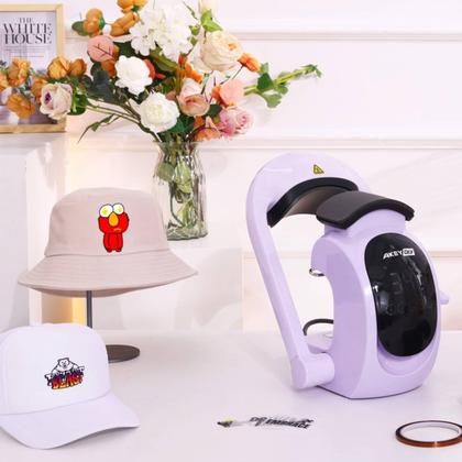 Imagem de Chapéu automático 3 em 1 da máquina de prensa térmica AKEYDIY para bonés roxos