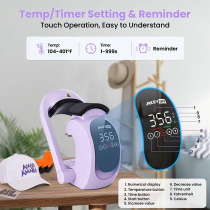 Imagem de Chapéu automático 3 em 1 da máquina de prensa térmica AKEYDIY para bonés roxos