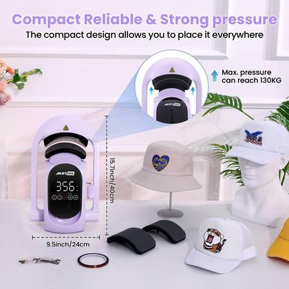 Imagem de Chapéu automático 3 em 1 da máquina de prensa térmica AKEYDIY para bonés roxos