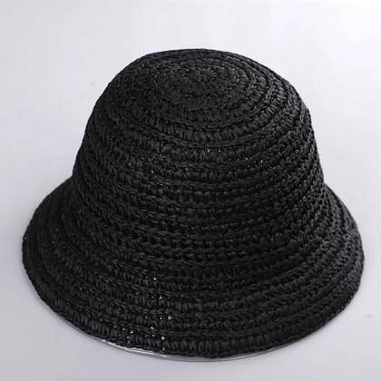 Imagem de Chapéu Balde de Palha Feminino - Proteção Solar para Praia e Verão