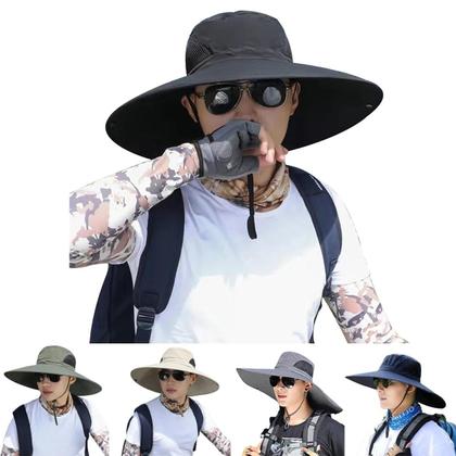 Imagem de Chapéu Balde Masculino com Aba Grande - Secagem Rápida, Proteção Solar e Estilo Casual