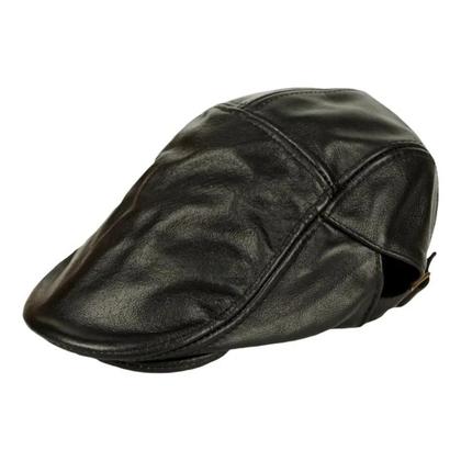 Imagem de Chapéu Beret Vintage Masculino Em Couro De Ovelha Real Para Idosos E Meia-Idade, Capuz À Prova De