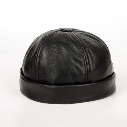Imagem de Chapéu Beret Vintage Masculino Em Couro De Ovelha Real Para Idosos E Meia-Idade, Capuz À Prova De
