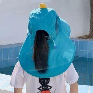 Imagem de Chapéu Boné de Sol Verão Praia Piscina Protetor Contra Raios UV com Apito Desenho Animado Verde