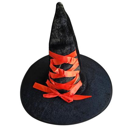 Imagem de Chapéu Bruxa preto com fitas festa das Halloween