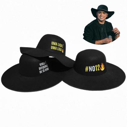 Imagem de Chapéu Cata Ovo Natanzinho Lima Preto Unissex  Aveludado Personalizado com Frase 