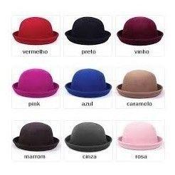 Imagem de Chapeu Coco Feltro Feminina Cores Variados ESTILO RETRO