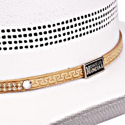 Imagem de Chapéu Country Americano Branco ventilado com Strass unissex
