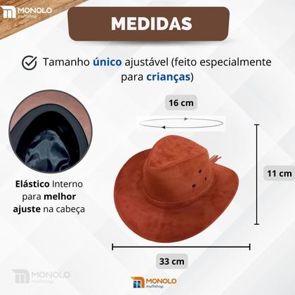 Imagem de Chapéu Country Ana Castela Peão Boiadeiro Americano Sertanejo Barretos Vaqueiro Camurça Premium Infantil Tradicional