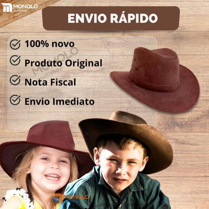 Imagem de Chapéu Country Ana Castela Peão Boiadeiro Americano Sertanejo Barretos Vaqueiro Camurça Premium Infantil Tradicional