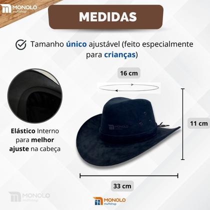 Imagem de Chapéu Country Ana Castela Peão Boiadeiro Americano Sertanejo Barretos Vaqueiro Camurça Premium Infantil Tradicional