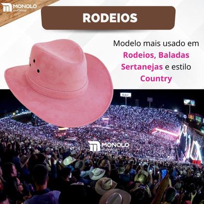 Imagem de Chapéu Country Ana Castela Peão Boiadeiro Americano Sertanejo Barretos Vaqueiro Camurça Premium Infantil Tradicional