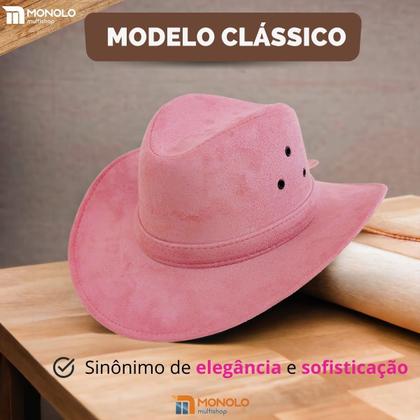 Imagem de Chapéu Country Ana Castela Peão Boiadeiro Americano Sertanejo Barretos Vaqueiro Camurça Premium Infantil Tradicional