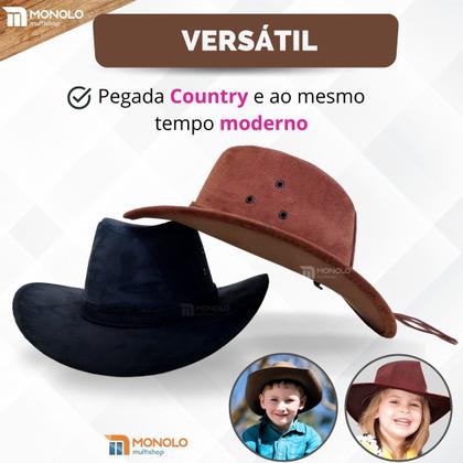 Imagem de Chapéu Country Ana Castela Peão Boiadeiro Americano Sertanejo Barretos Vaqueiro Camurça Premium Infantil Tradicional