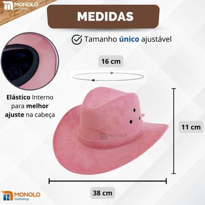 Imagem de Chapéu Country Ana Castela Peão Boiadeiro Americano Sertanejo Barretos Vaqueiro Camurça Premium Infantil Tradicional