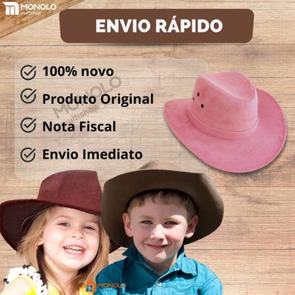 Imagem de Chapéu Country Ana Castela Peão Boiadeiro Americano Sertanejo Barretos Vaqueiro Camurça Premium Infantil Tradicional