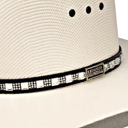 Imagem de Chapéu Country branco com Strass no couro feminino masculino