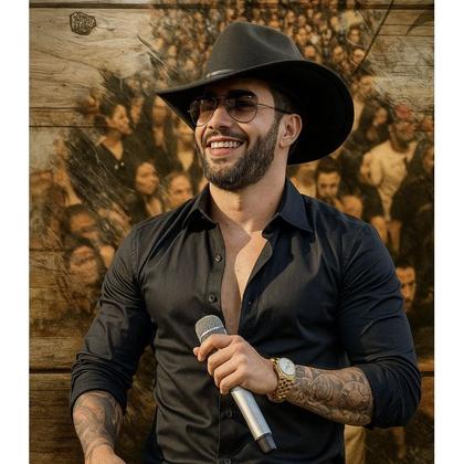 Imagem de Chapéu Country Camurça Flocado Preto Aba Média Unissex Linha Gustavo Lima