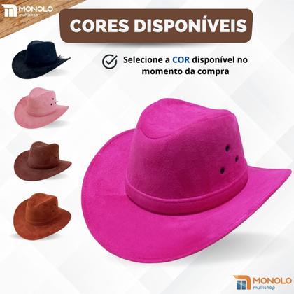 Imagem de Chapeu Country Clássico Cowboy Peão Boiadeiro Americano Sertanejo Barretos Vaqueiro Camurça Premium Tradicional