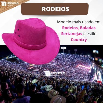 Imagem de Chapeu Country Clássico Cowboy Peão Boiadeiro Americano Sertanejo Barretos Vaqueiro Camurça Premium Tradicional