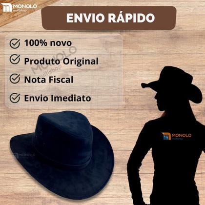 Imagem de Chapéu Country Cowboy Feminino Boiadeira Vaqueiro Festa Junina Barretos Rodeio Peão Pegweb Camurça Premium