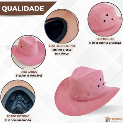 Imagem de Chapeu Country Feminino Boiadeira Vaqueiro Festa Rodeio Cowboy