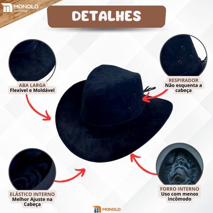 Imagem de Chapéu Country Feminino Masculino Festa Junina Caipira Rodeio Unissex Boiadeira Rodeio Sertanejo Cowboy MONOLO