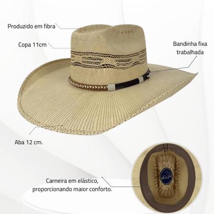 Imagem de Chapéu Country Original Pralana Bangora De Usar No Rodeio Bege Carneira Elástica - REF: 180.12849.3671