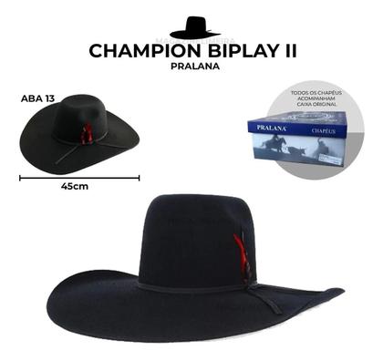 Imagem de Chapeu Country Pralana Champion Biplay 2 Preto Original - 55