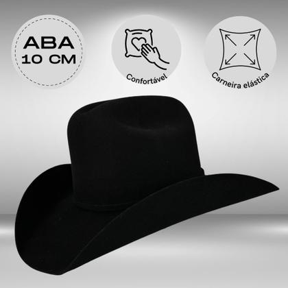 Imagem de Chapéu Country Unissex Original Dallas Arizona Preto Aba 10 Carneira Elástica - Ref. 7002
