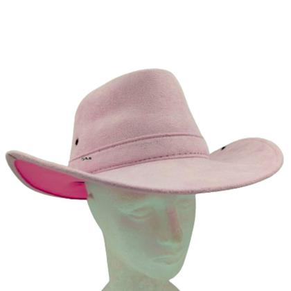 Imagem de Chapeu Cowboy Feminino Adulto Boiadeira Country Festa Peão Rodeio Festa Junina Rosa Claro