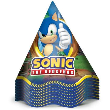 Imagem de Chapéu de Aniversário Sonic - 8 Unidades